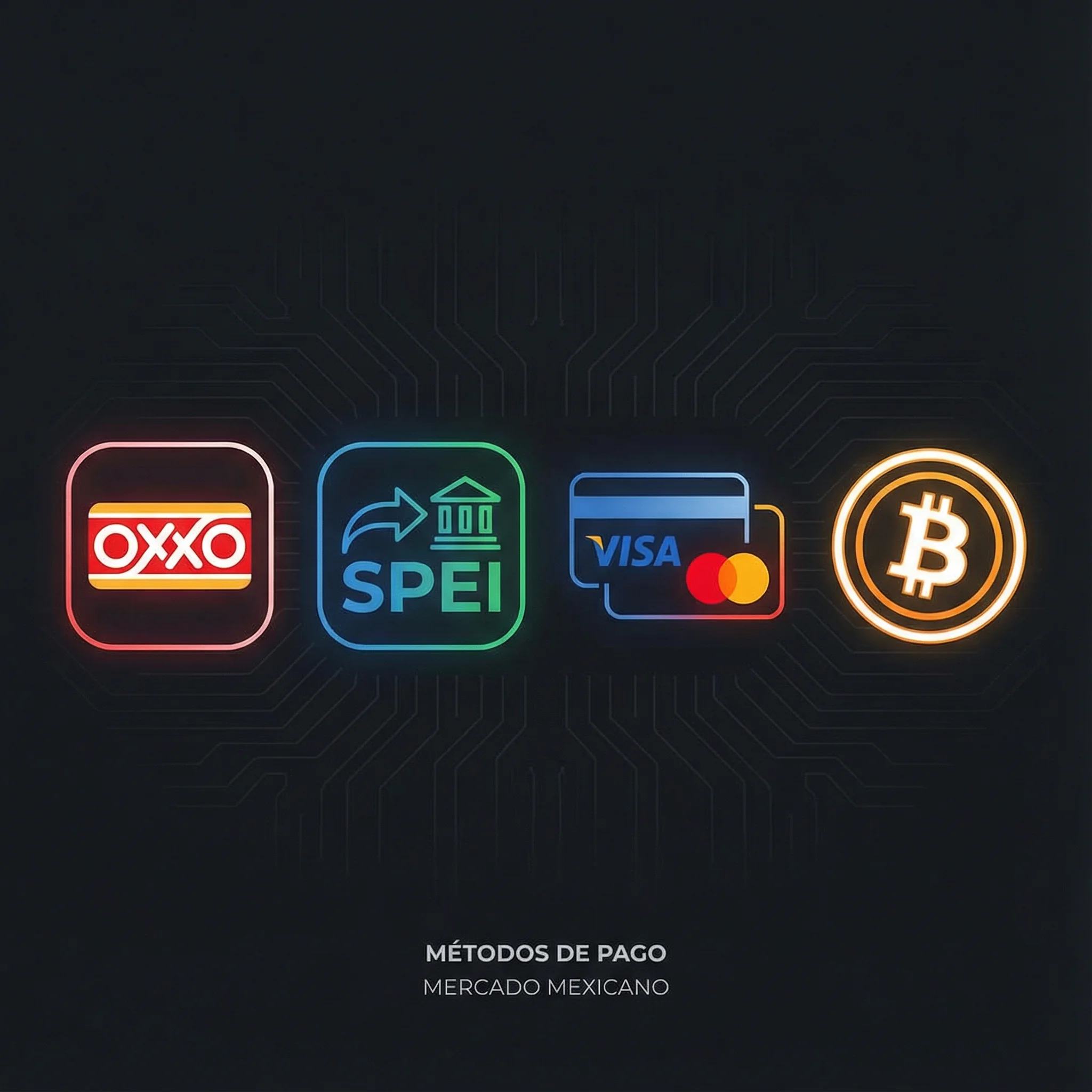 Métodos de pago OXXO SPEI Visa Mastercard Bitcoin para casino México