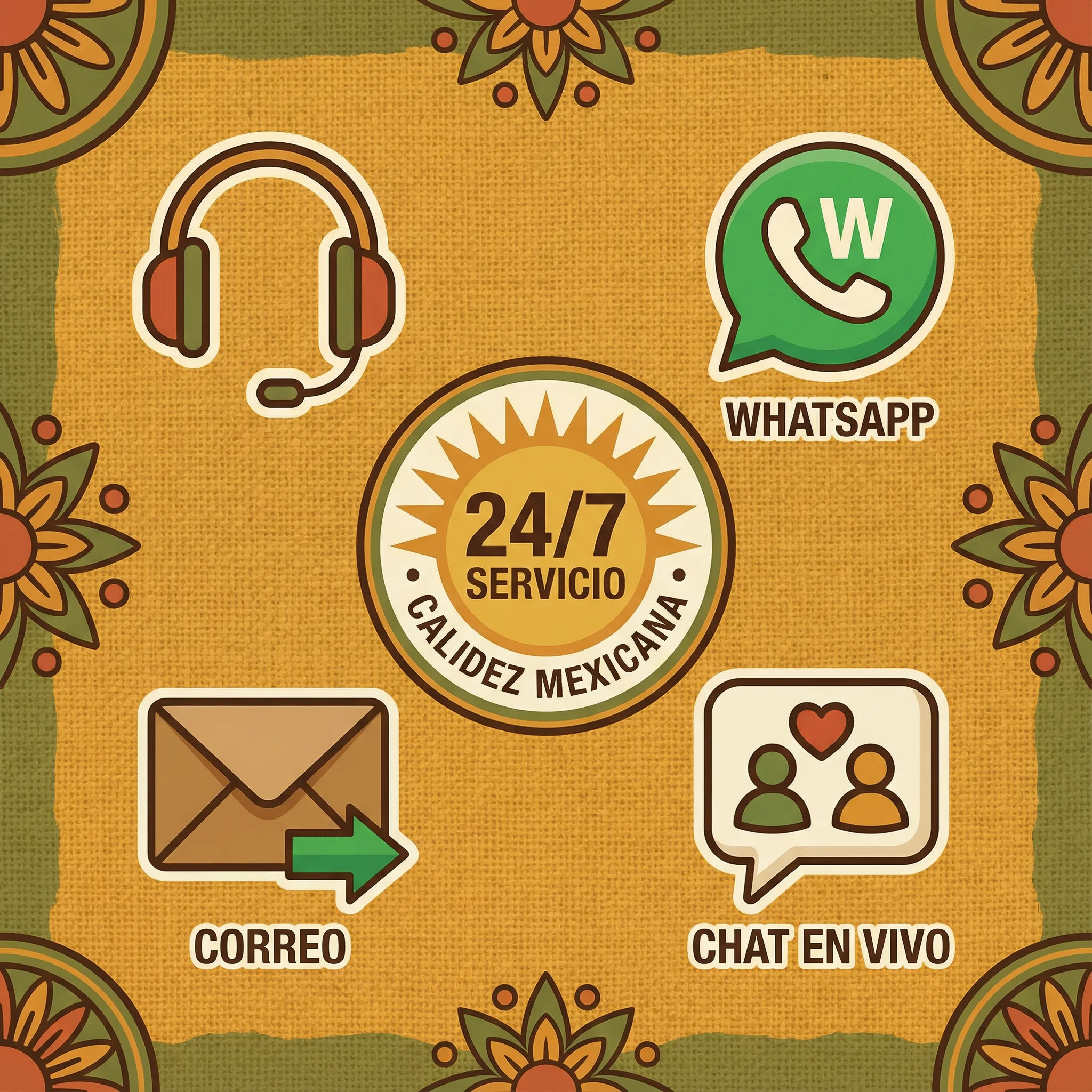 Servicio al cliente 24 horas WhatsApp chat correo